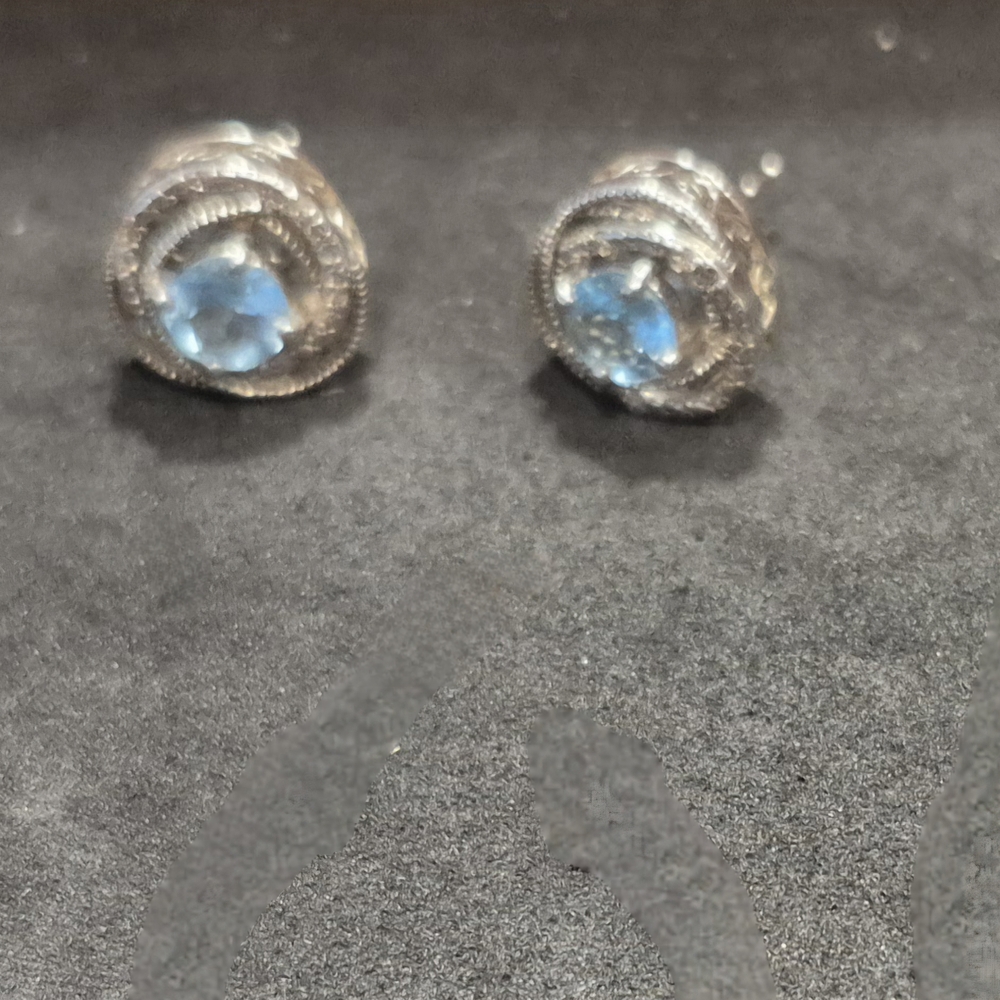 Silver and Blue Gemstone Earrings